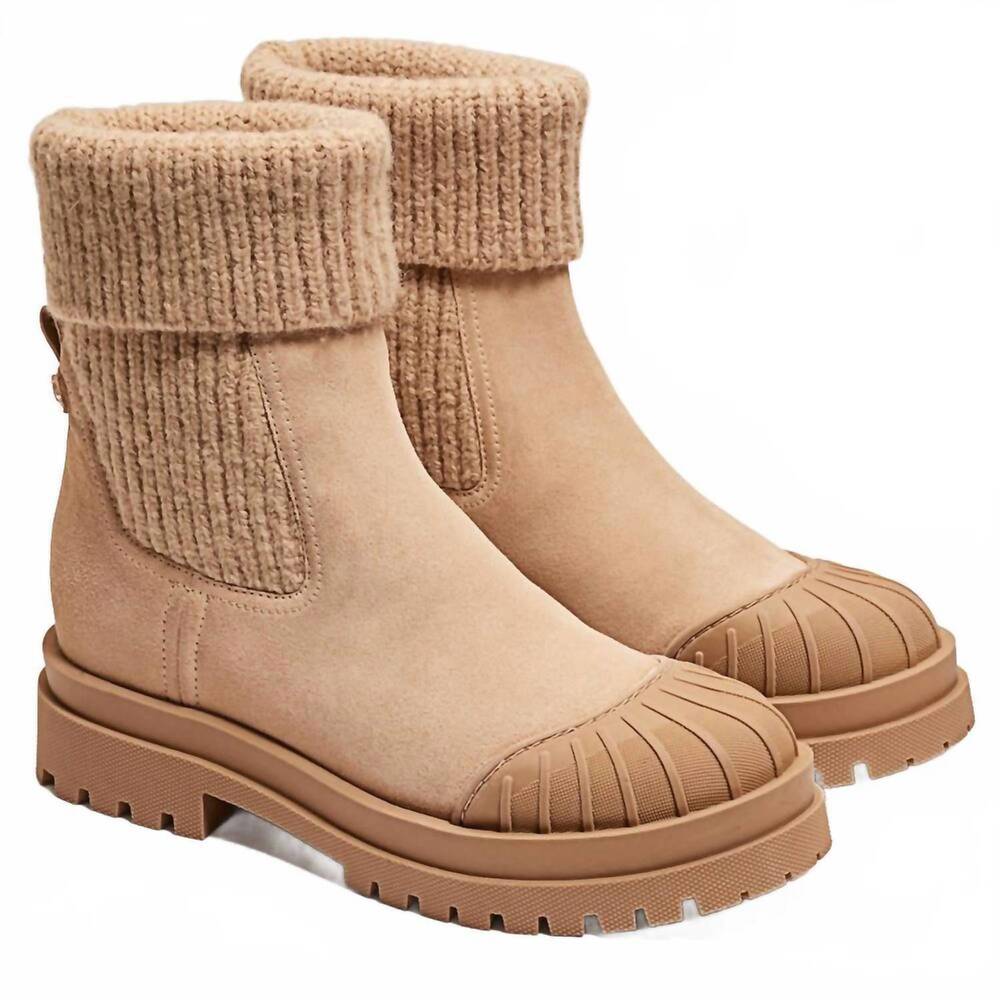 NEW SAM EDELMAN women's steele knit chelsea boot in oat suede